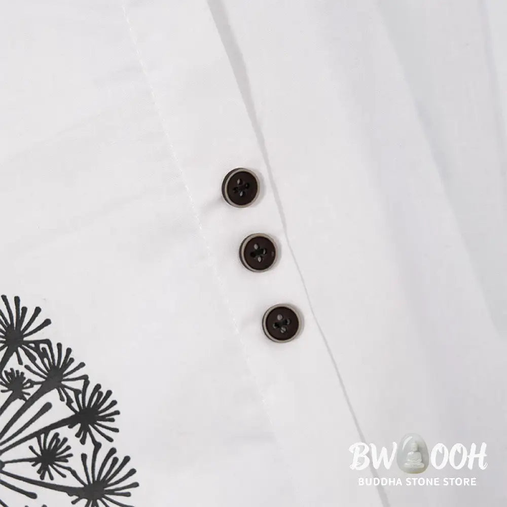 Buddha Stones Casual Dandelion Long Sleeve Round Neck Shirt Cotton Linen Women’s Shirts - Women’s Shirts