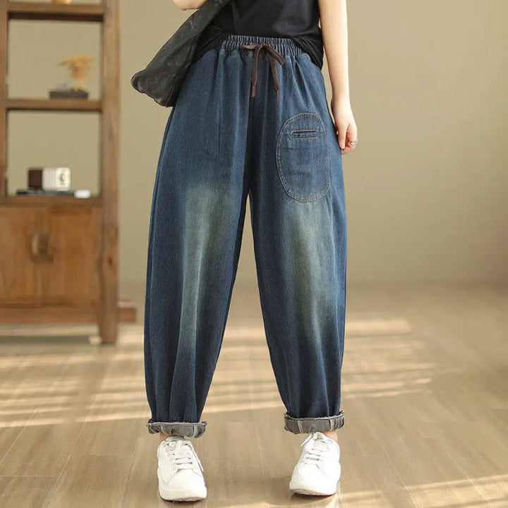 BWOOOH printed harem pants - Casual DarkSlateBlue Plain Drawstring Co