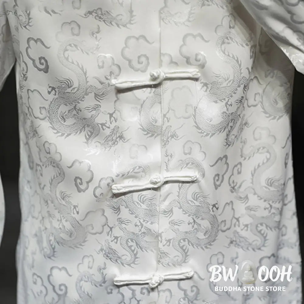 Buddha Stones Casual Dragon Pattern Frog-button Tang Suit Linen Men’s Jacket Shirt - Men’s Jacket Shirt