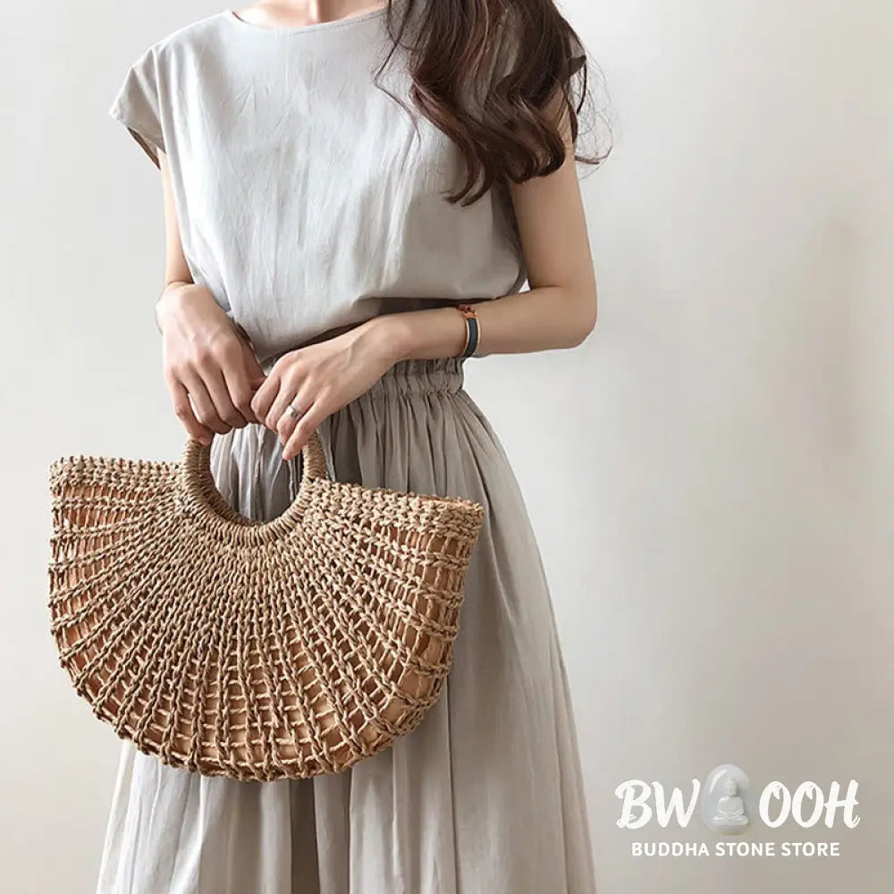 Buddha Stones Casual Eastic Waist Drawstring Design Short Sleeve Cotton Linen Midi Dress - Midi Dress