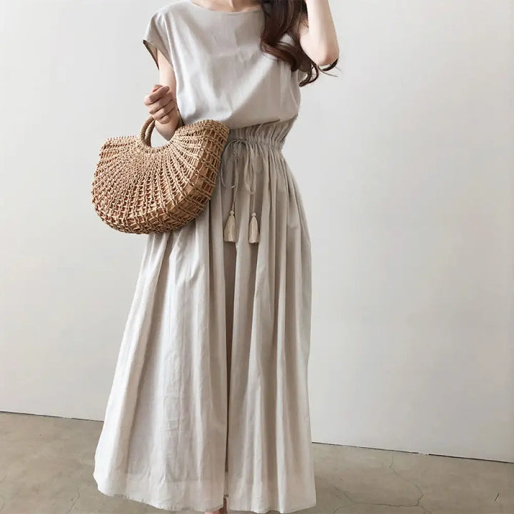 BWOOOH Casual Eastic Waist Drawstring Design Short Sleeve