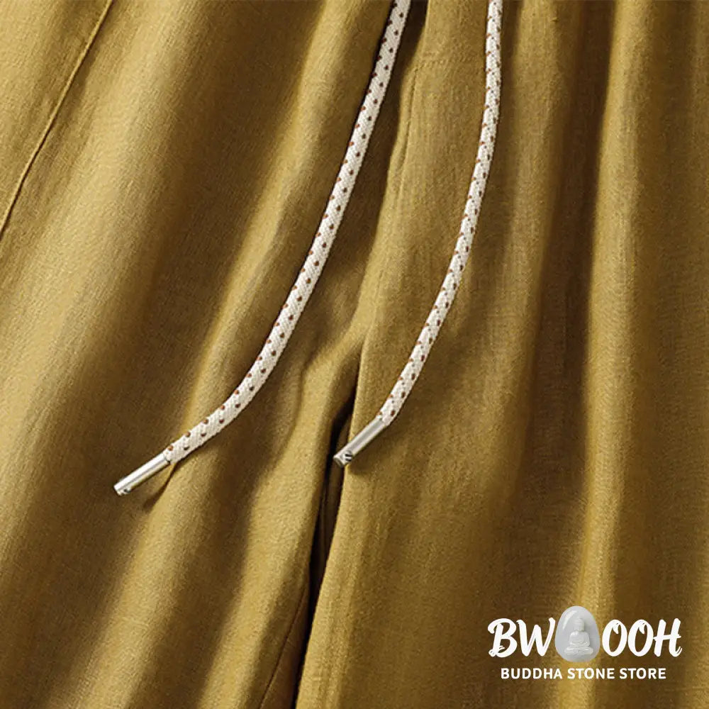 BWOOOH printed wide-leg yoga pants - Casual Embroided Bead Drawstring Women&