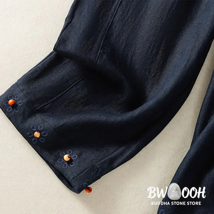 BWOOOH printed wide-leg yoga pants - Casual Embroided Bead Drawstring Women&