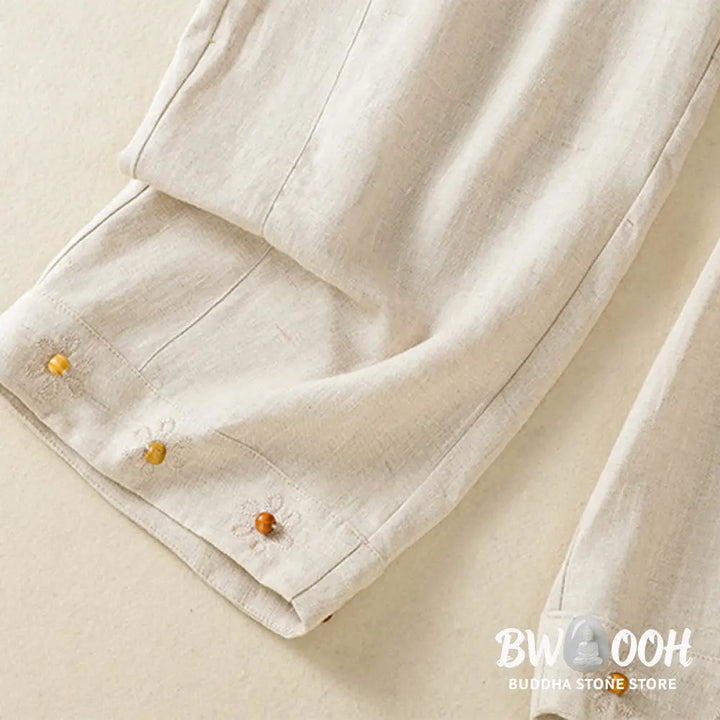 BWOOOH printed wide-leg yoga pants - Casual Embroided Bead Drawstring Women&