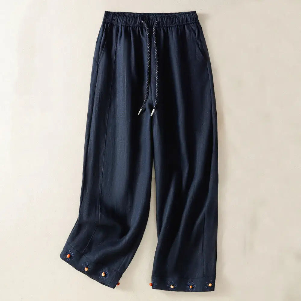 BWOOOH printed wide-leg yoga pants - Casual Embroided Bead Drawstring Women&