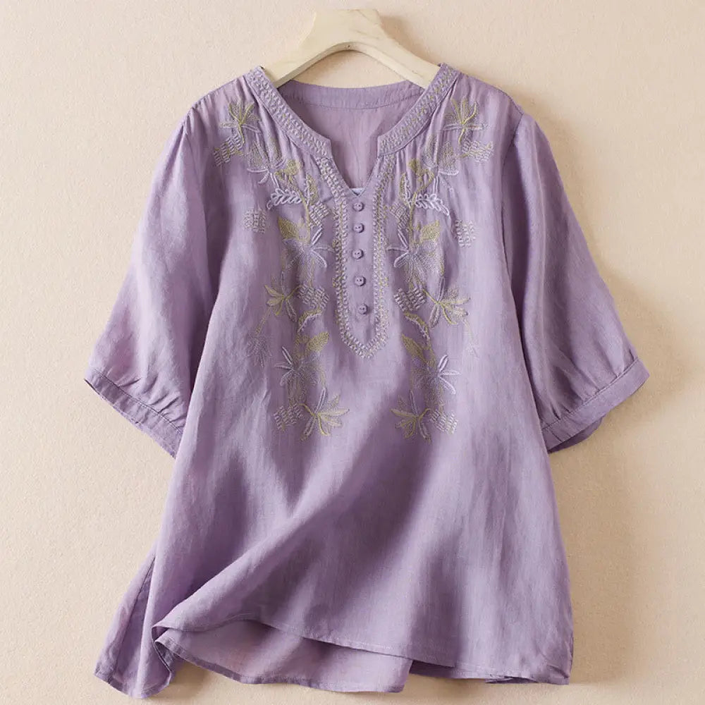 BWOOOH Casual Embroidery Plants Women&