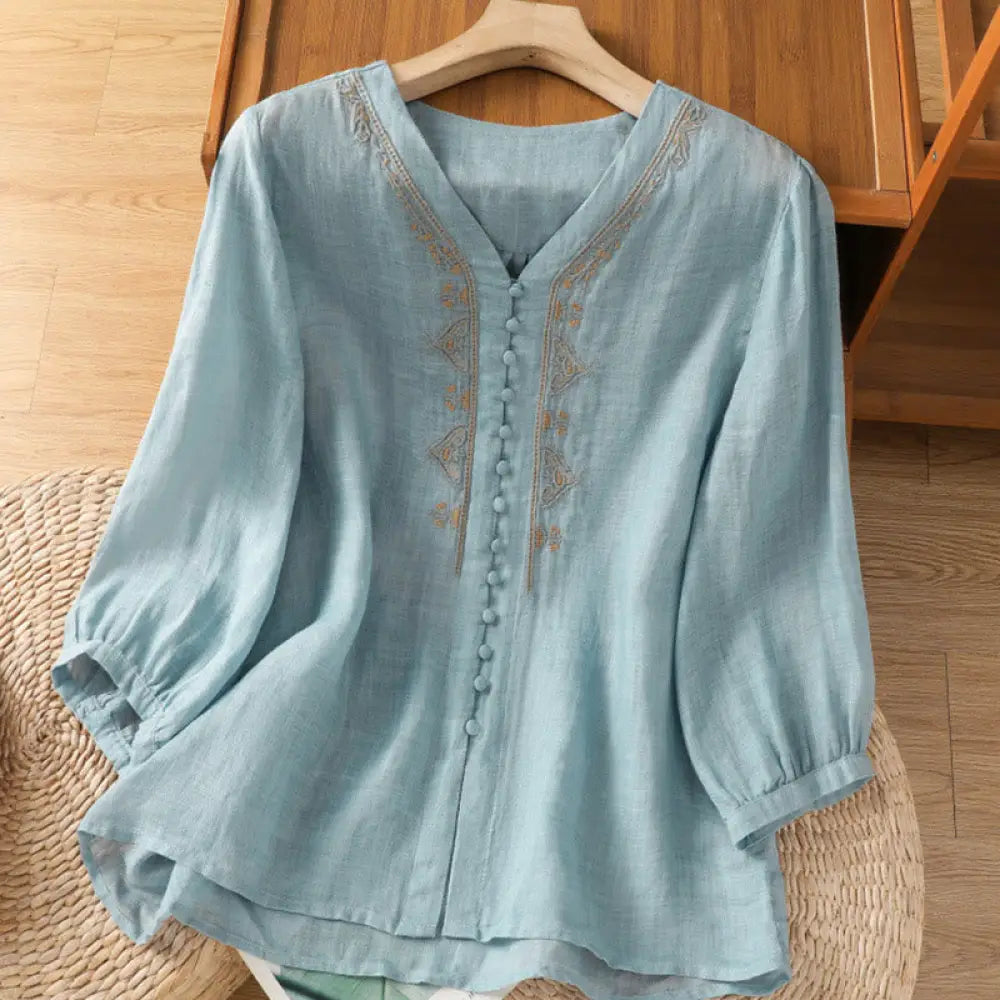 BWOOOH Casual Embroidery Single Breasted Button Polyester