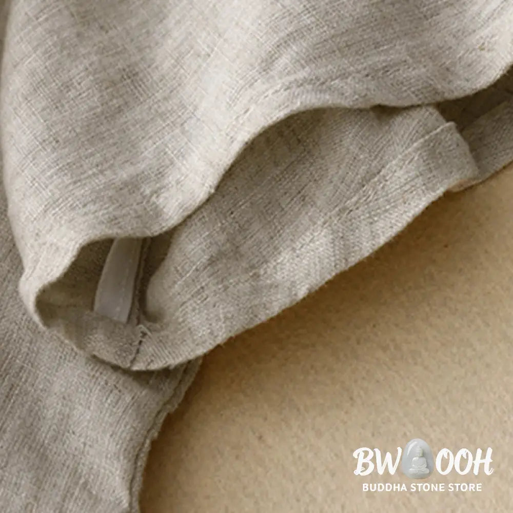 Buddha Stones Casual Embroidery Tree Drawstring Women’s Crew Neck Design Half Sleeve Cotton LinenT-Shirt - Women’s