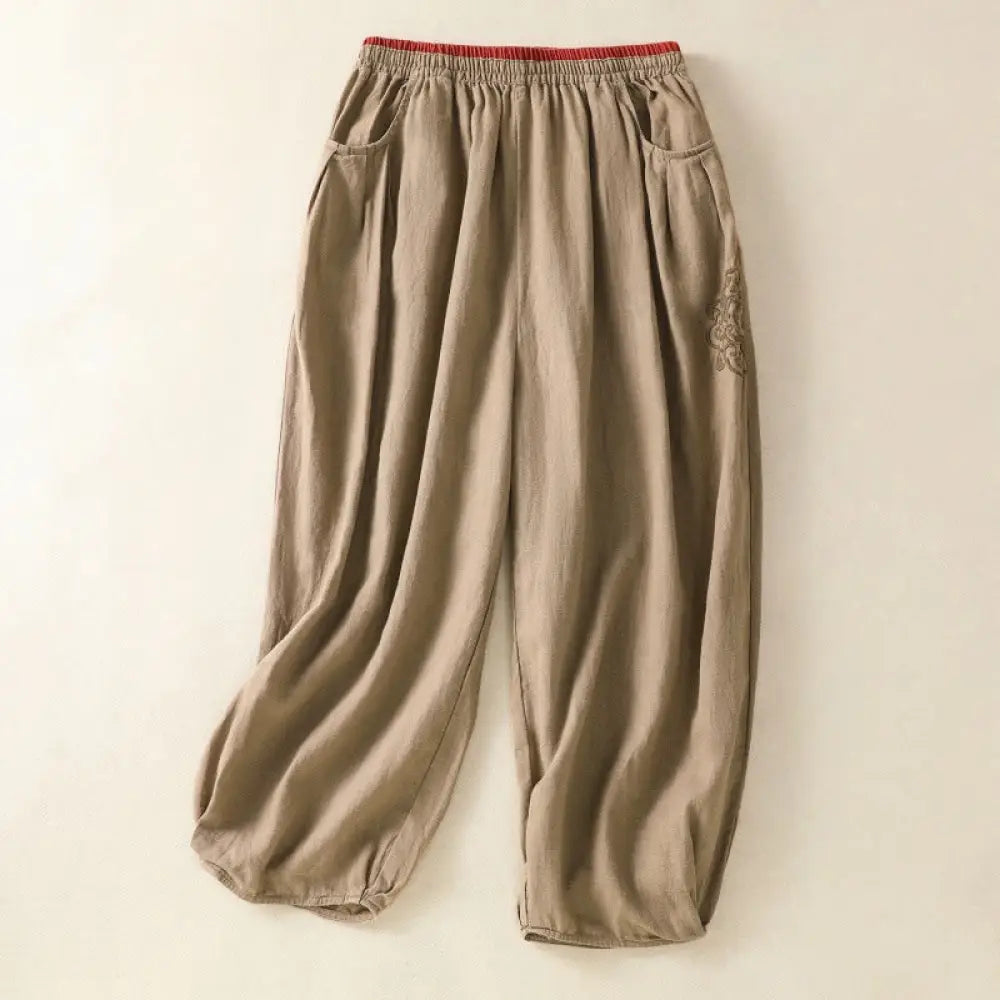 BWOOOH printed harem pants - Casual Embroidery Women's Cotton Linen 7