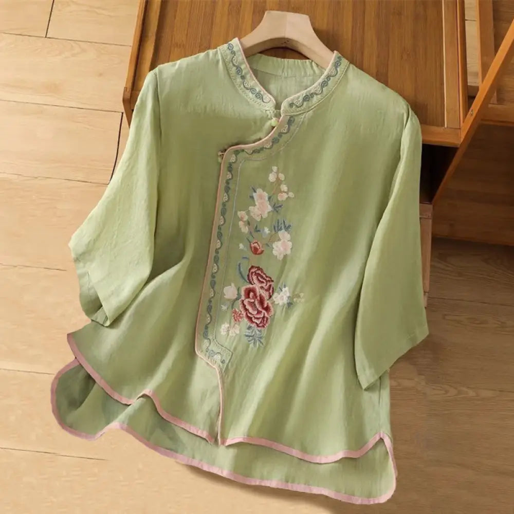 BWOOOH Casual Ethnic Style Embroidery Flower Pattern Frog
