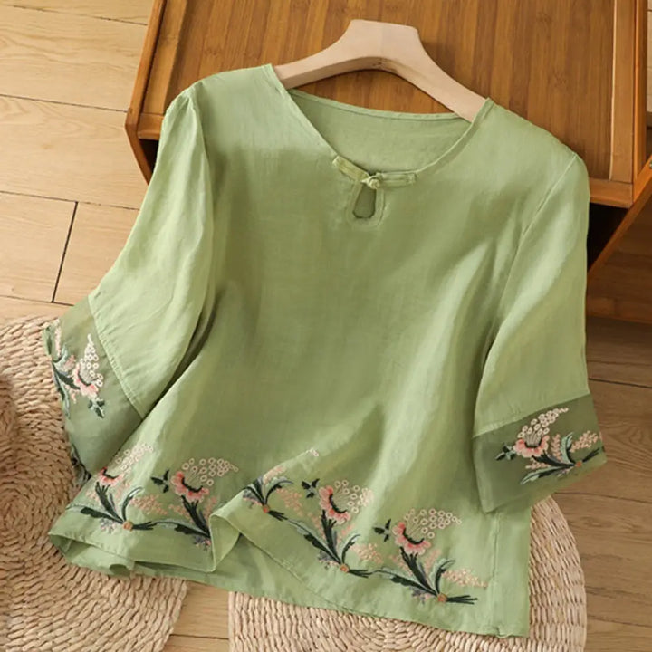 BWOOOH Casual Floral Embroidery Crew Neck Women&