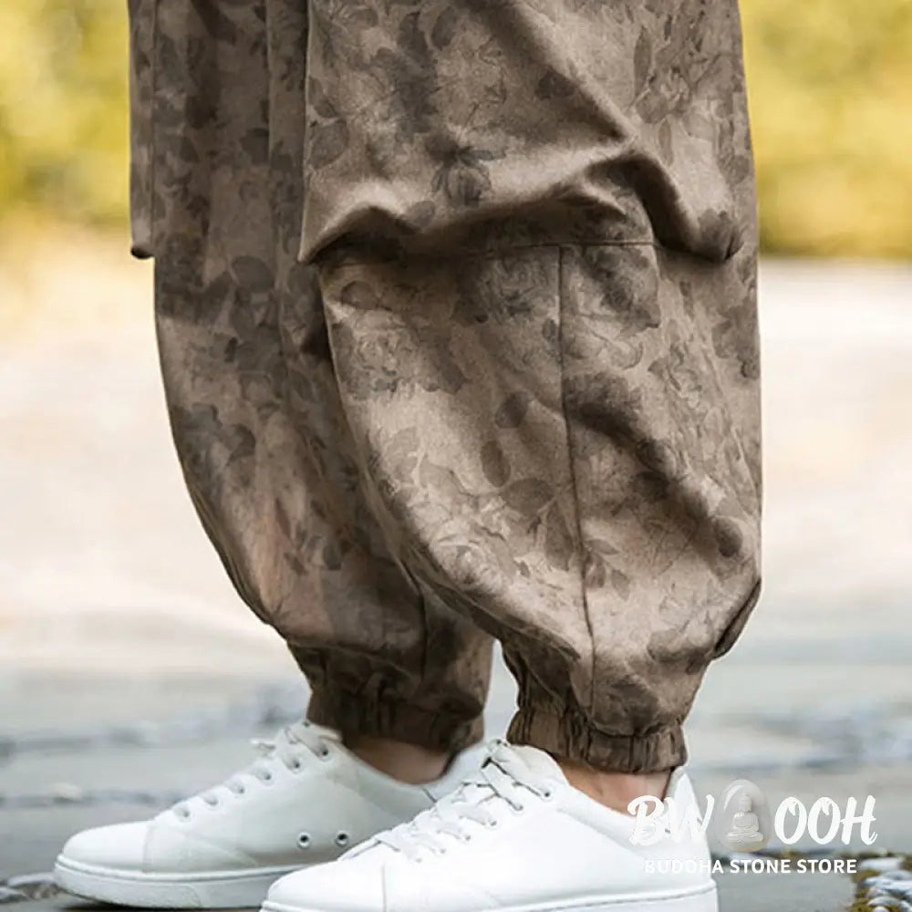 Buddha Stones Casual Flower Corduroy Cotton Men’s Pants With Big Pockets - Men’s Pants
