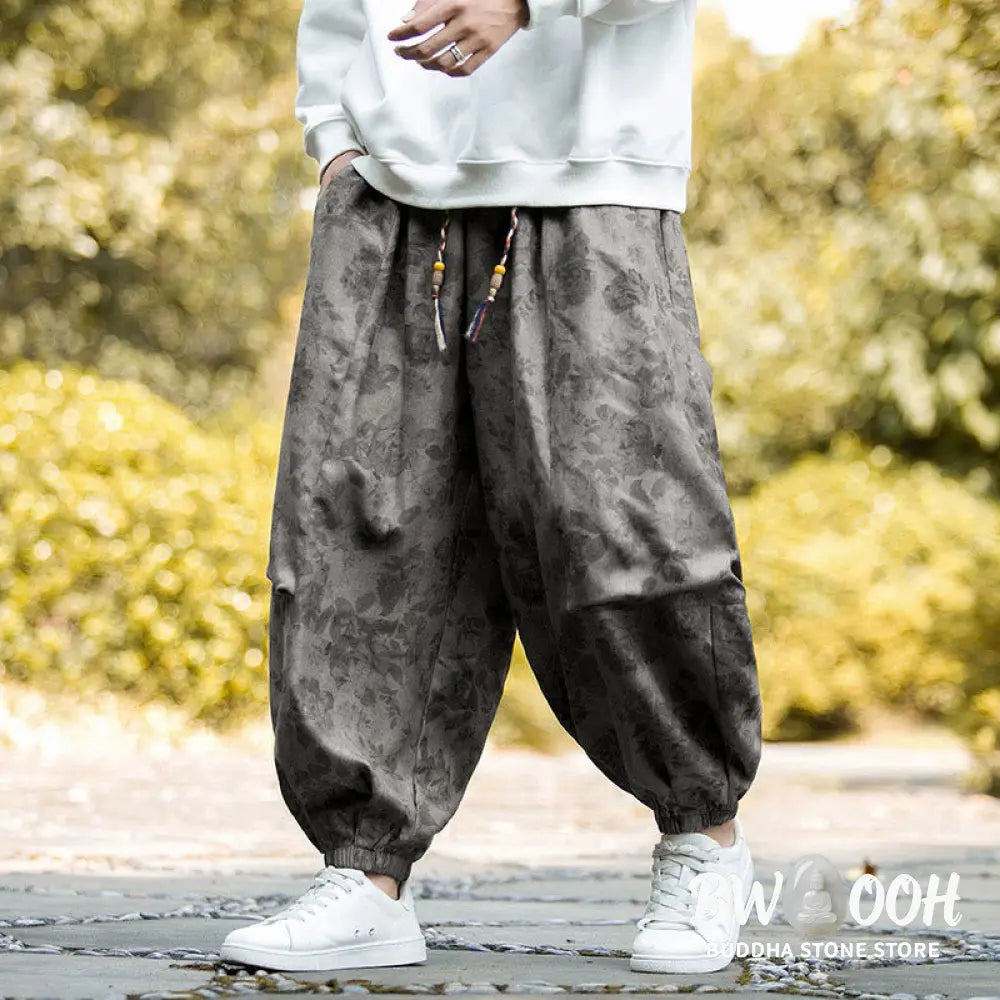 Buddha Stones Casual Flower Corduroy Cotton Men’s Pants With Big Pockets - Men’s Pants