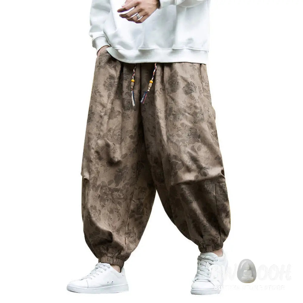Buddha Stones Casual Flower Corduroy Cotton Men’s Pants With Big Pockets - Men’s Pants