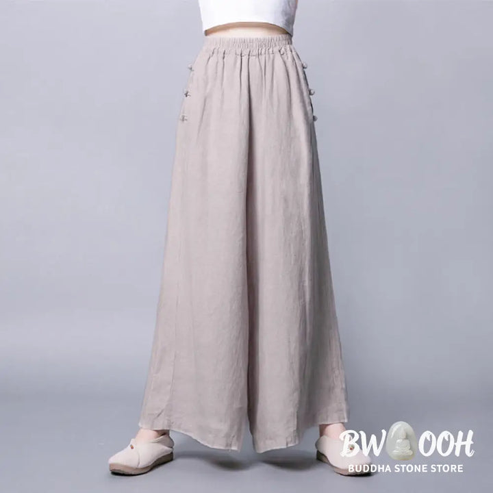 BWOOOH printed wide-leg yoga pants - Casual Frog-Button High Waist Wide Leg P