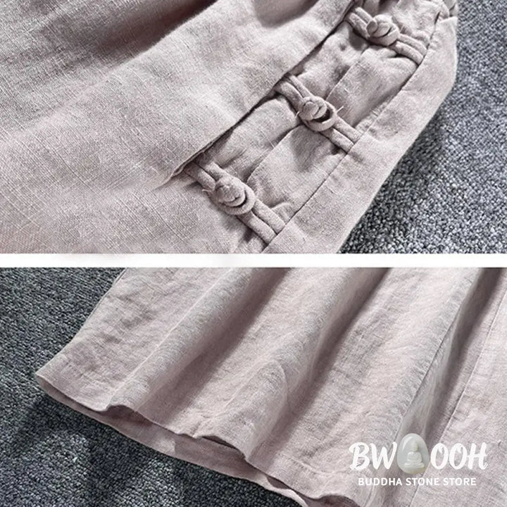 BWOOOH printed wide-leg yoga pants - Casual Frog-Button High Waist Wide Leg P