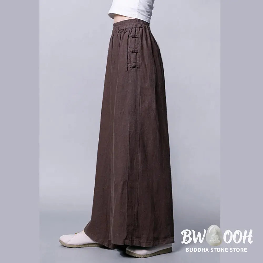 BWOOOH printed wide-leg yoga pants - Casual Frog-Button High Waist Wide Leg P
