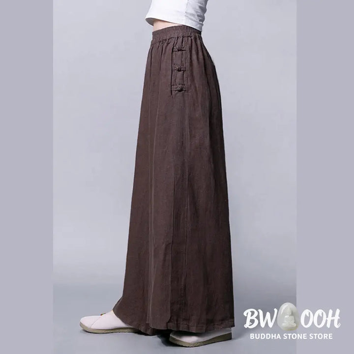 BWOOOH printed wide-leg yoga pants - Casual Frog-Button High Waist Wide Leg P
