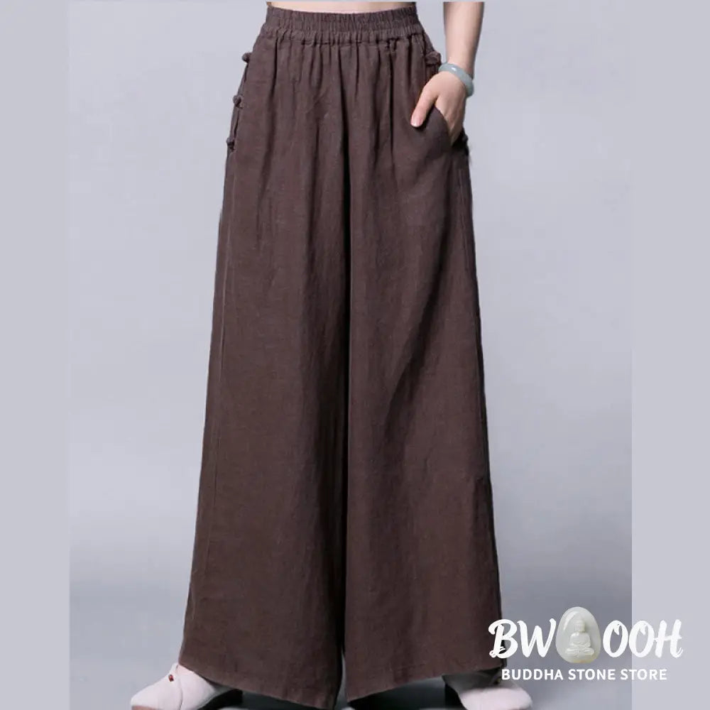 BWOOOH printed wide-leg yoga pants - Casual Frog-Button High Waist Wide Leg P