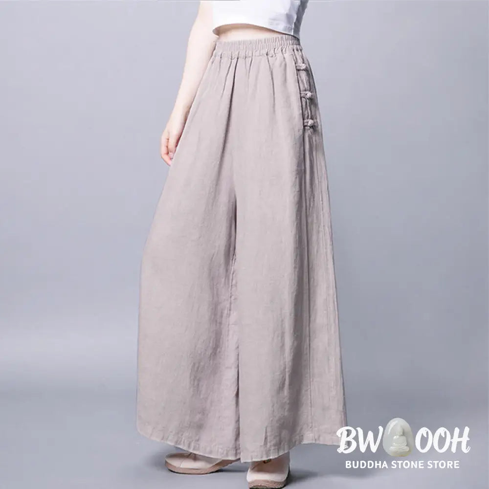 BWOOOH printed wide-leg yoga pants - Casual Frog-Button High Waist Wide Leg P