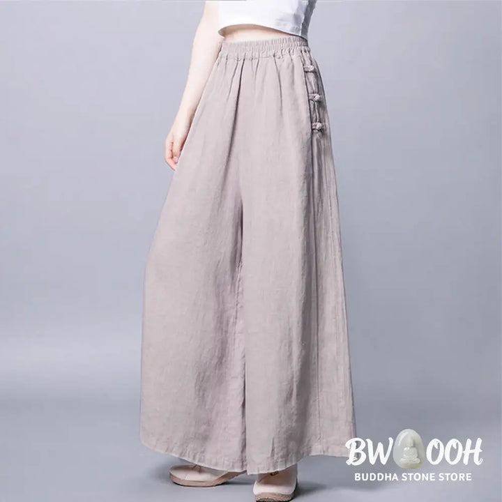 BWOOOH printed wide-leg yoga pants - Casual Frog-Button High Waist Wide Leg P