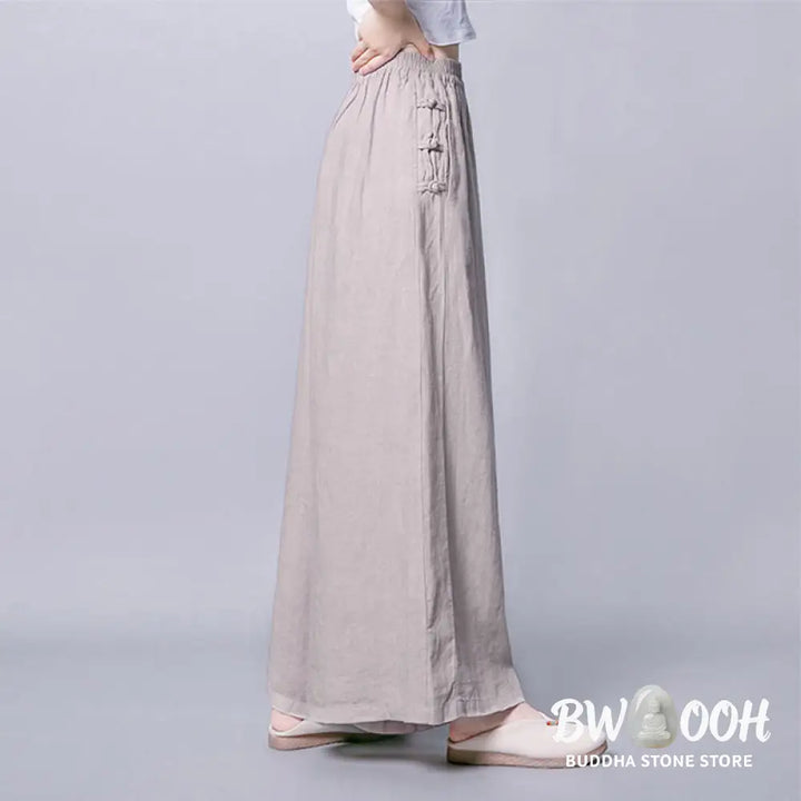 BWOOOH printed wide-leg yoga pants - Casual Frog-Button High Waist Wide Leg P