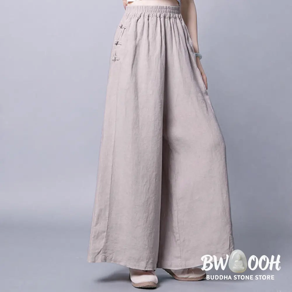 BWOOOH printed wide-leg yoga pants - Casual Frog-Button High Waist Wide Leg P