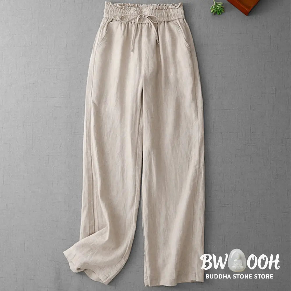 BWOOOH printed wide-leg yoga pants - Casual High Waist Ruffled Drawstring Des