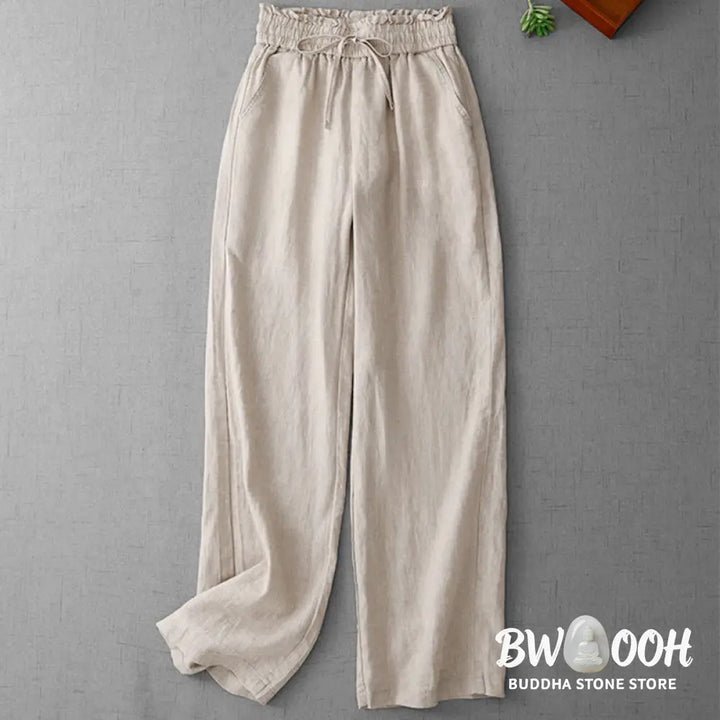 BWOOOH printed wide-leg yoga pants - Casual High Waist Ruffled Drawstring Des
