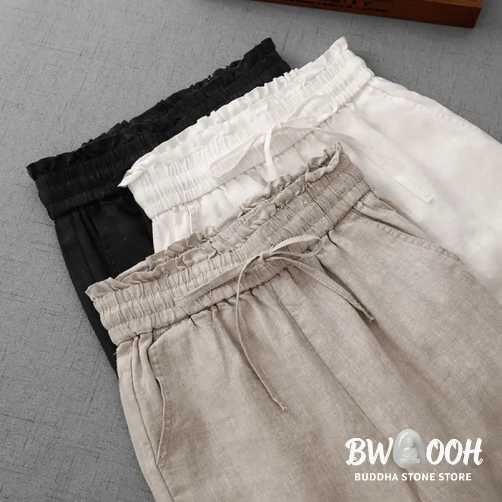 BWOOOH printed wide-leg yoga pants - Casual High Waist Ruffled Drawstring Des