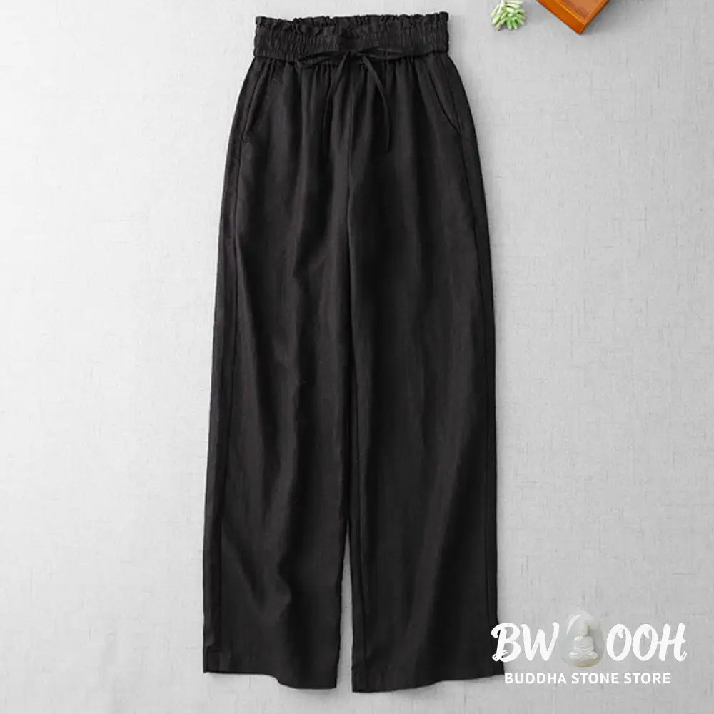 BWOOOH printed wide-leg yoga pants - Casual High Waist Ruffled Drawstring Des