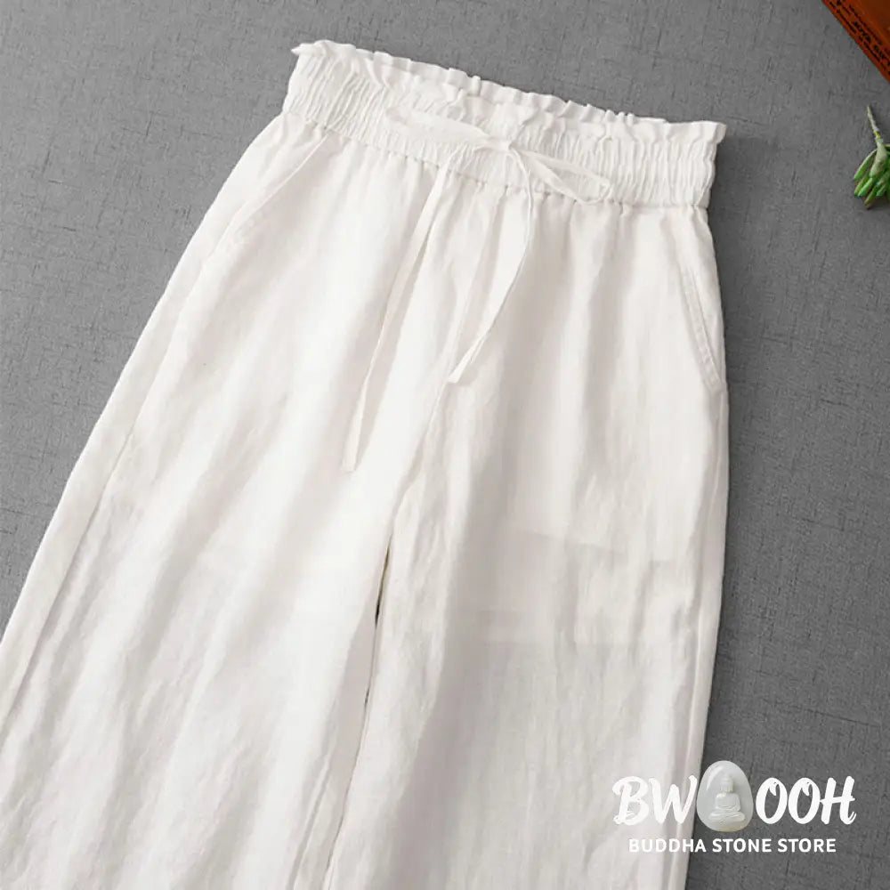 BWOOOH printed wide-leg yoga pants - Casual High Waist Ruffled Drawstring Des