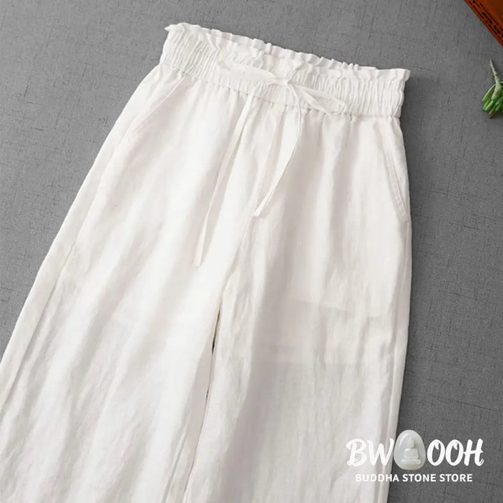 BWOOOH printed wide-leg yoga pants - Casual High Waist Ruffled Drawstring Des