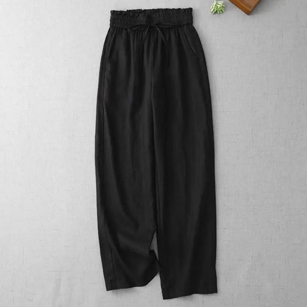 BWOOOH printed wide-leg yoga pants - Casual High Waist Ruffled Drawstring Des