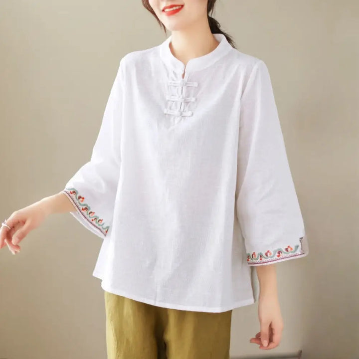 BWOOOH Casual Jacquard Frog-Button Women&