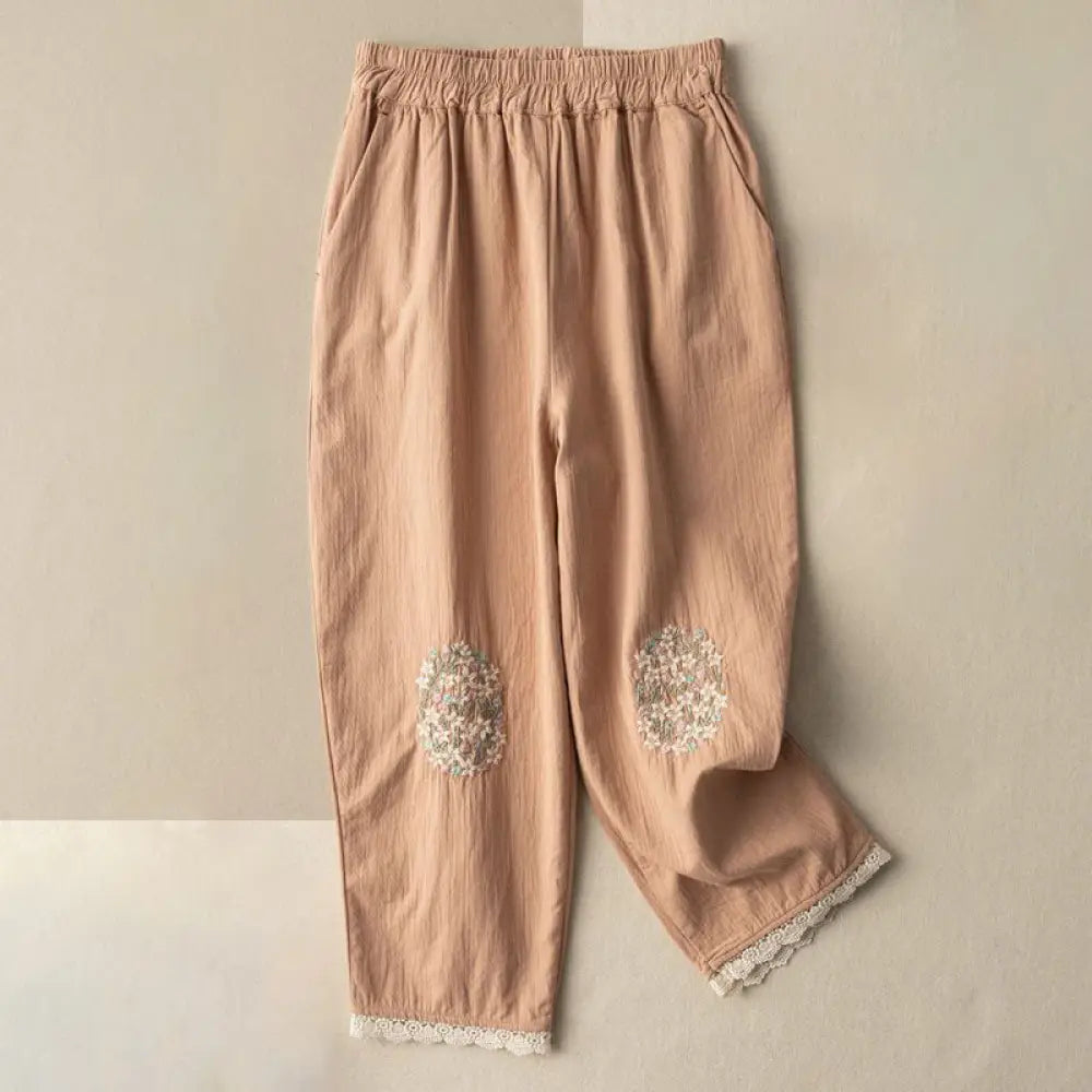 BWOOOH printed harem pants - Casual Lace Trim Embroidered Cotton Hare