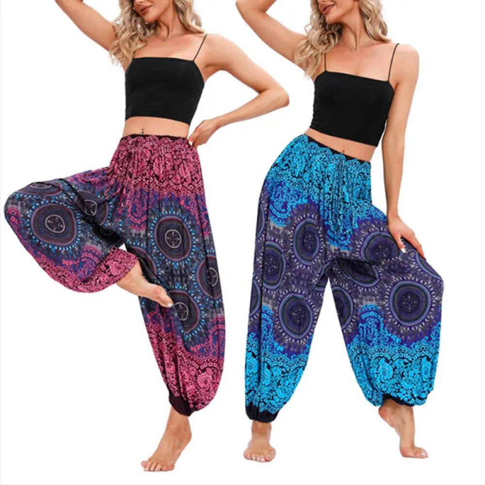 BWOOOH printed harem pants - Casual Loose Compass Pattern Harem Trous