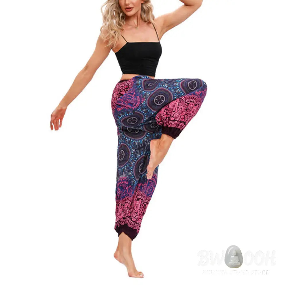 BWOOOH printed harem pants - Casual Loose Compass Pattern Harem Trous
