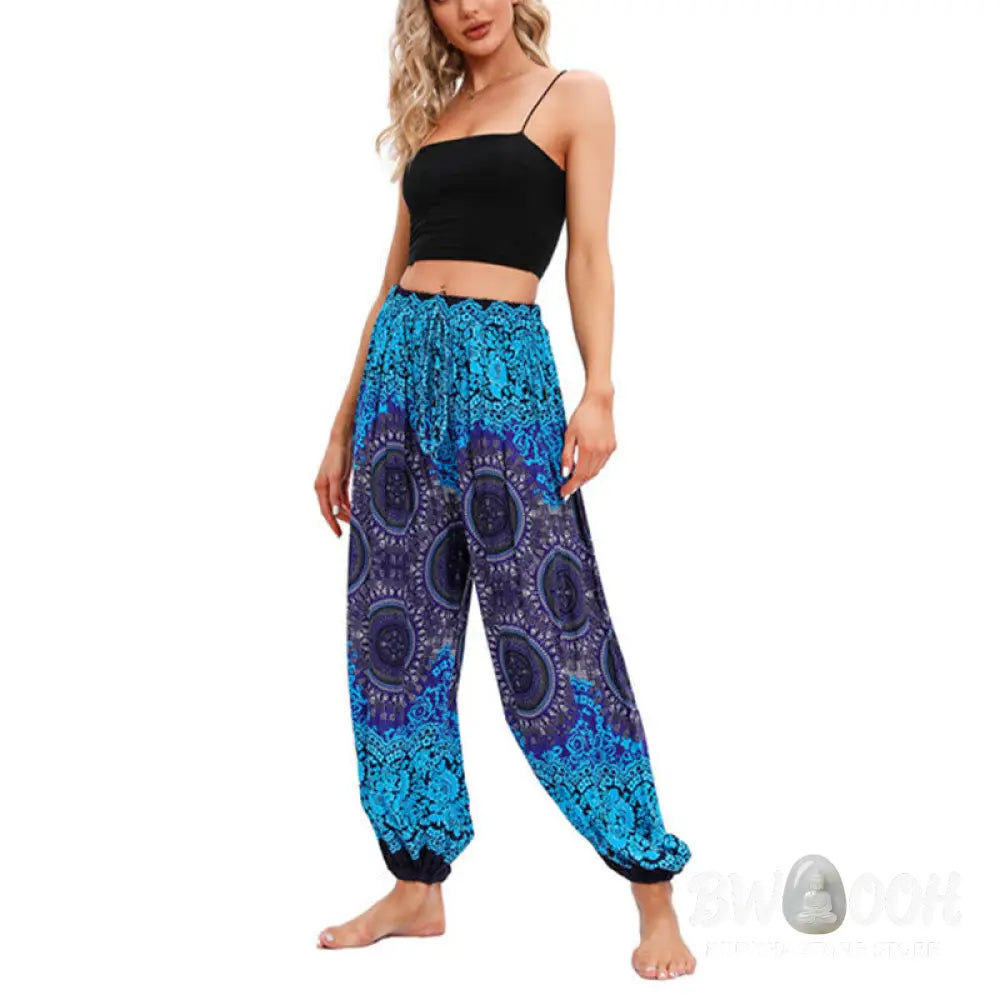 BWOOOH printed harem pants - Casual Loose Compass Pattern Harem Trous