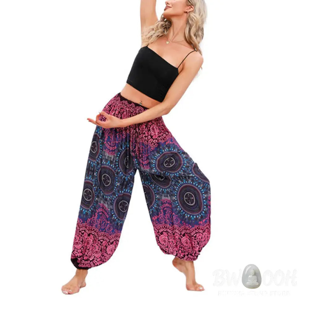 BWOOOH printed harem pants - Casual Loose Compass Pattern Harem Trous