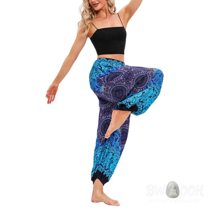 BWOOOH printed harem pants - Casual Loose Compass Pattern Harem Trous
