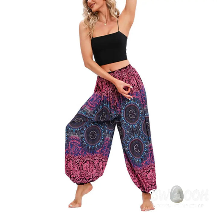 BWOOOH printed harem pants - Casual Loose Compass Pattern Harem Trous