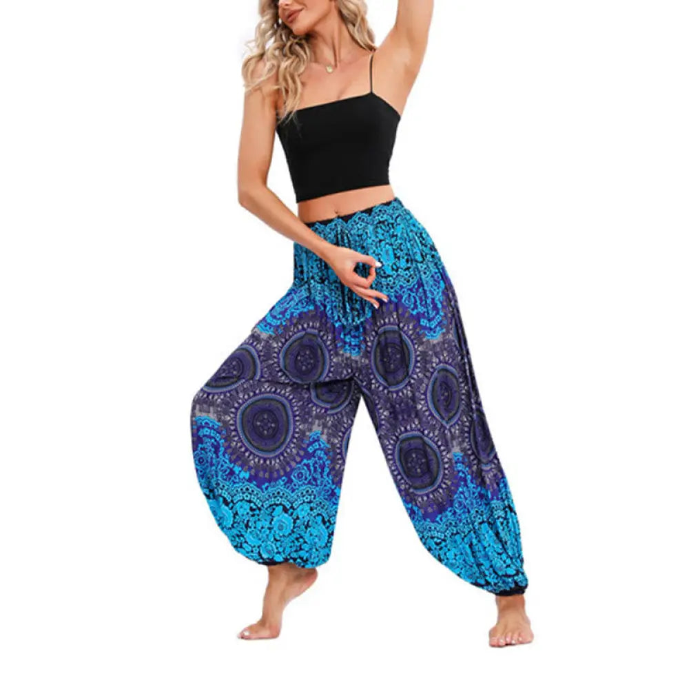 BWOOOH printed harem pants - Casual Loose Compass Pattern Harem Trous
