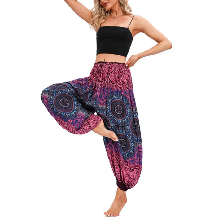 BWOOOH printed harem pants - Casual Loose Compass Pattern Harem Trous