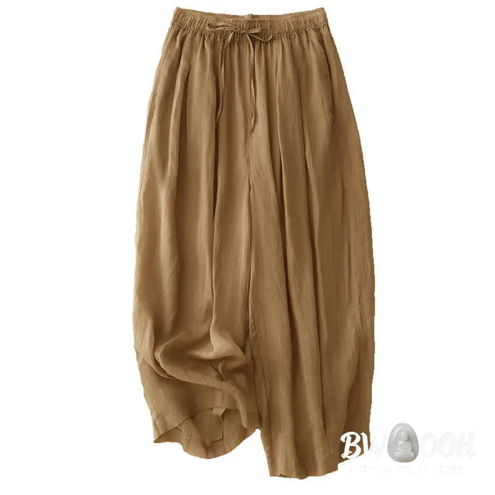 Buddha Stones Casual Loose Double Layer 7-8 Length Cropped Pants Women’s Pants With Pockets - Women’s Harem Pants