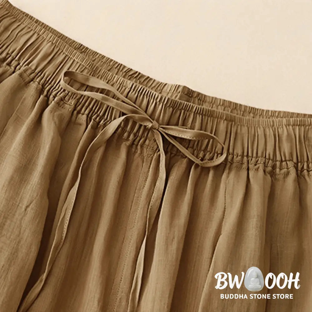 Buddha Stones Casual Loose Double Layer 7-8 Length Cropped Pants Women’s Pants With Pockets - Women’s Harem Pants