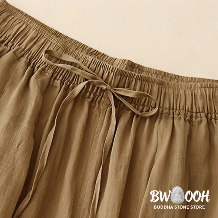 Buddha Stones Casual Loose Double Layer 7-8 Length Cropped Pants Women’s Pants With Pockets - Women’s Harem Pants