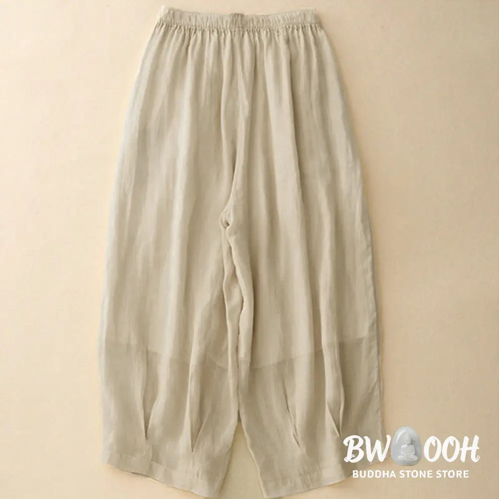 Buddha Stones Casual Loose Double Layer 7-8 Length Cropped Pants Women’s Pants With Pockets - Women’s Harem Pants