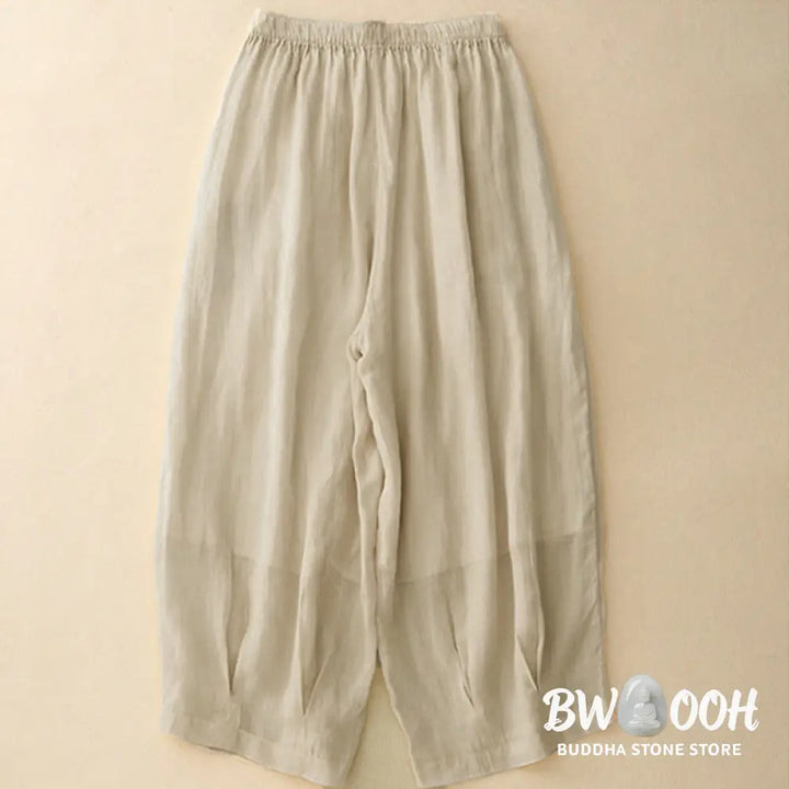 Buddha Stones Casual Loose Double Layer 7-8 Length Cropped Pants Women’s Pants With Pockets - Women’s Harem Pants