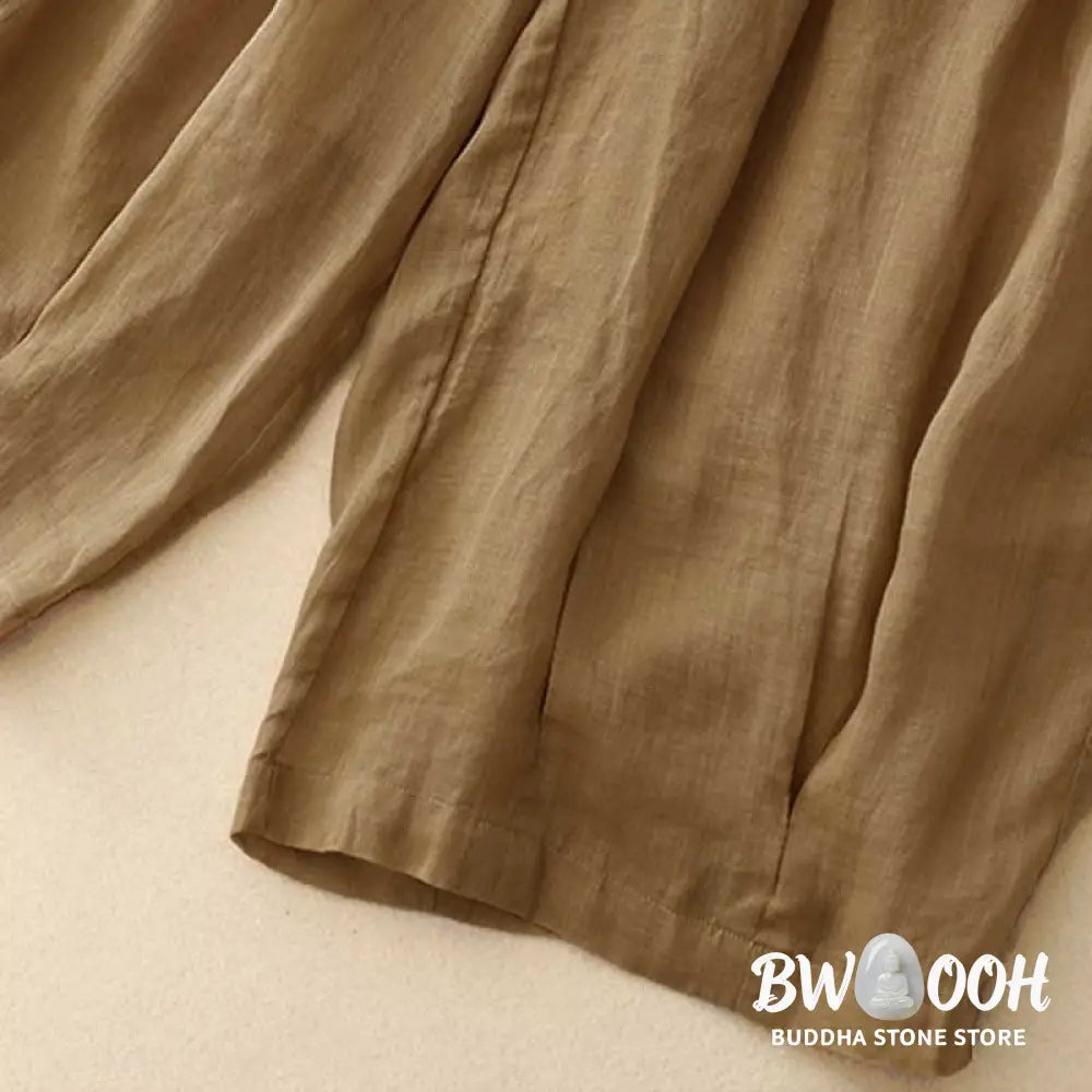 Buddha Stones Casual Loose Double Layer 7-8 Length Cropped Pants Women’s Pants With Pockets - Women’s Harem Pants
